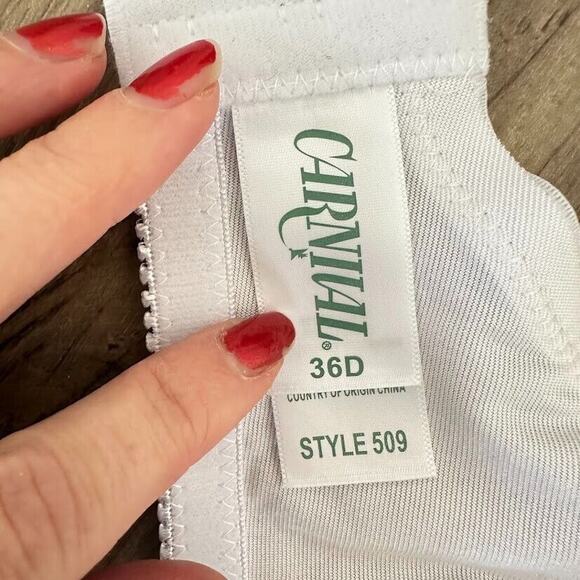 Carnival 36D Two Part Lace Unlined Underwire Minimizer Bra 509 White Adjustable - Picture 5 of 9